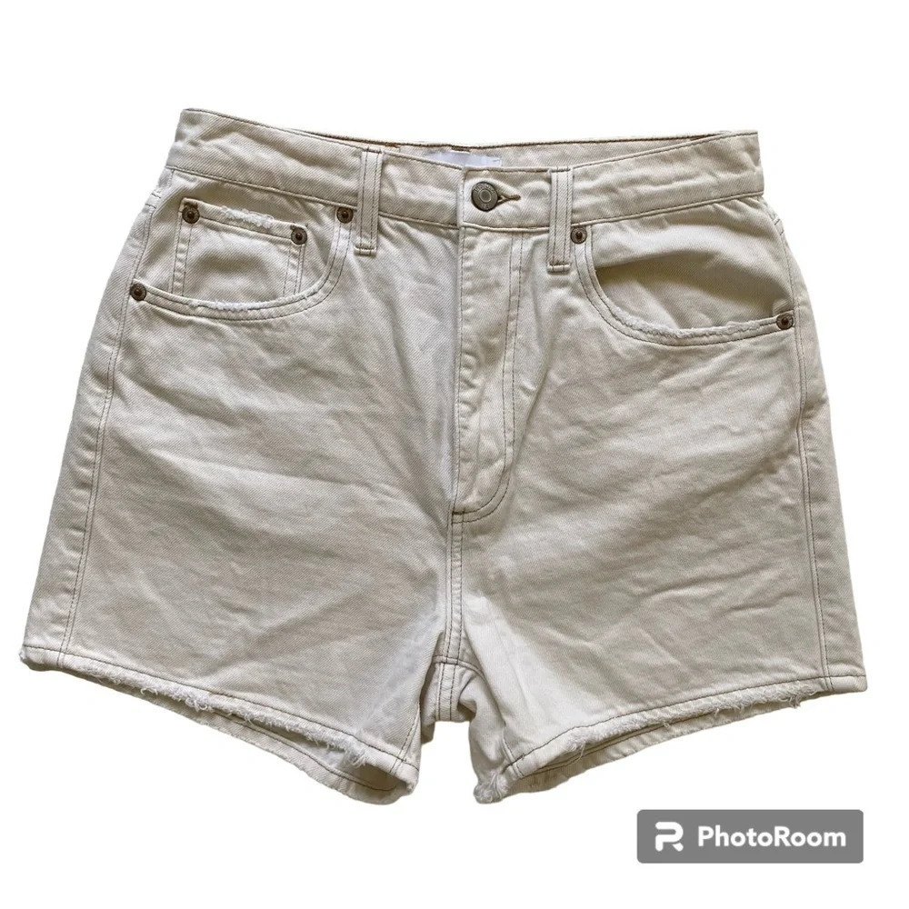 PISTOLA Cream High Rise 3 1/2” Jean Shorts Size 26
